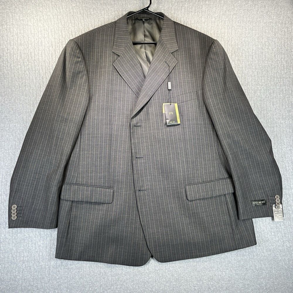 New Firado Blazer‎ Jacket Men 50R Gray Pinstripe Super Fine 150s Wool Rome Italy